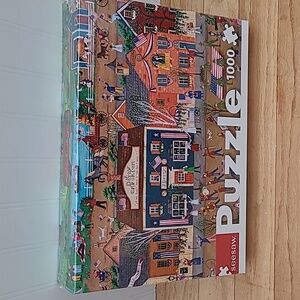 Main Street Americana Colorful Town Puzzle - 1000 Pieces, Patriotic Puzzle
